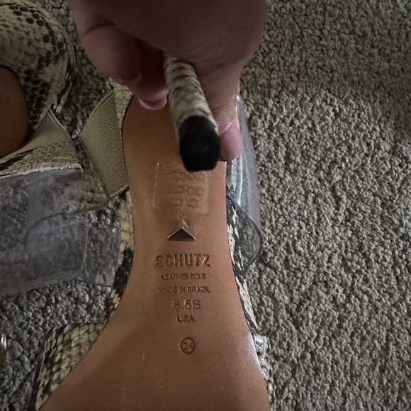 Shultz Snake-Embossed Sionne Clear Strap Pointed Toe Mule - Picture 5 of 7